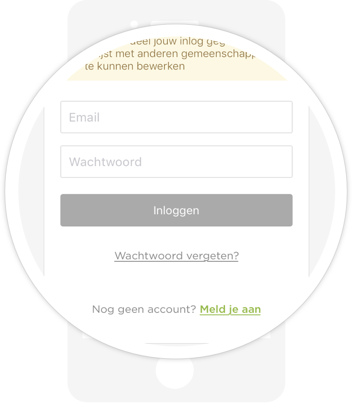 Login en deel jouw inlog om samen te werken login en deel jouw lijstje